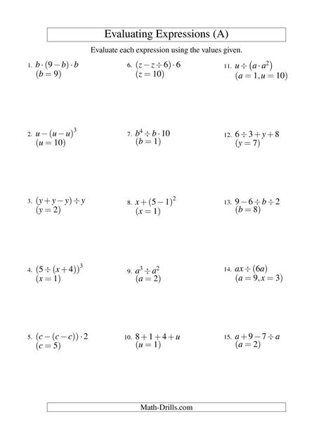 The Evaluating Three-Step Algebraic Expressions with Two Variables (A) math worksheet from the Algebra Worksheets page at Math-Drills.com. Order Of Operations Worksheet, 10th Grade Geometry, Evaluating Algebraic Expressions, 2nd Grade Spelling Words, Syllables Activities, Thinking Maps, Math Drills, Math Patterns, Writing Practice Worksheets