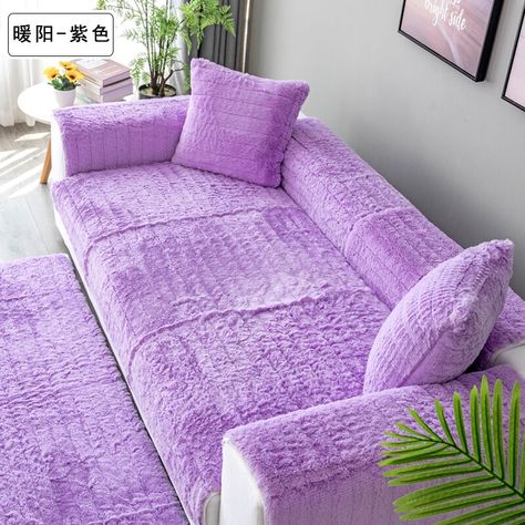 Purple House Interior Ideas Living Room, Purple Bedroom Ideas, Purple Office, Purple Furniture, Y2k Office, Purple Couch, Purple Sofa, Small Rabbit, Purple Bedding