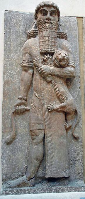 A statue of Gilgamesh overpowering a lion. It was found in Khorsabad  #Sumerian Superhuman Strength, Ancient Sumerian, Epic Of Gilgamesh, Istoria Artei, Cradle Of Civilization, Ancient Near East, Ancient Mesopotamia, Ancient Mysteries, Louvre Museum