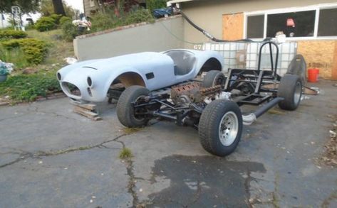 This Cobra Kit Car is an unfinished project that comes with a running engine and four-speed manual, and the seller seems very open to offers,  #ACCobra, #KitCar Cobra Kit Car, Revell Model Cars, Cobra Replica, Factory Five, Chassis Fabrication, Unfinished Business, Mustang Ii, Ac Cobra, Shelby Cobra