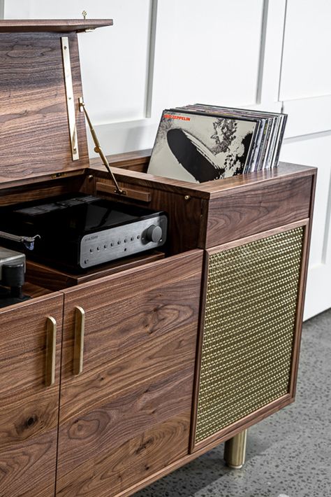 Turntable Furniture Design, Turntable Furniture, Hifi Furniture, Record Player Cabinet, Bespoke Boxes, Stereo Cabinet, Audio Rack, Credenza Design, Record Cabinet