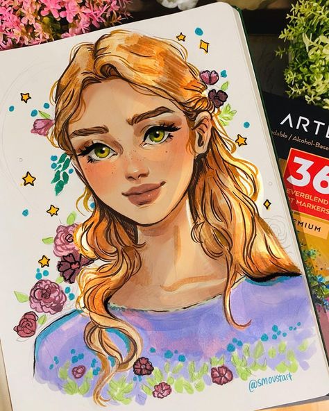 Art Markers Drawing, Beautiful Pencil Drawings, Markers Drawing Ideas, Copic Marker Art, Drawing Hands, Art Markers, Sketchbook Drawings, Drawing Faces, Girly Drawings