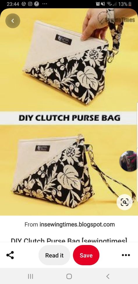 Tutorial Pochette, Diy Clutch Purse, Diy Sy, Projek Menjahit, Bags Patterns, Sac Diy, Diy Clutch, Wristlet Pouch, Diy Bag Designs