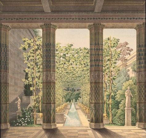 Karl Friedrich Schinkel, Berlin Museum, Architecture Collage, Architecture Graphics, Classic Architecture, Design Drawings, Classical Architecture, Ancient Architecture, Architecture Visualization