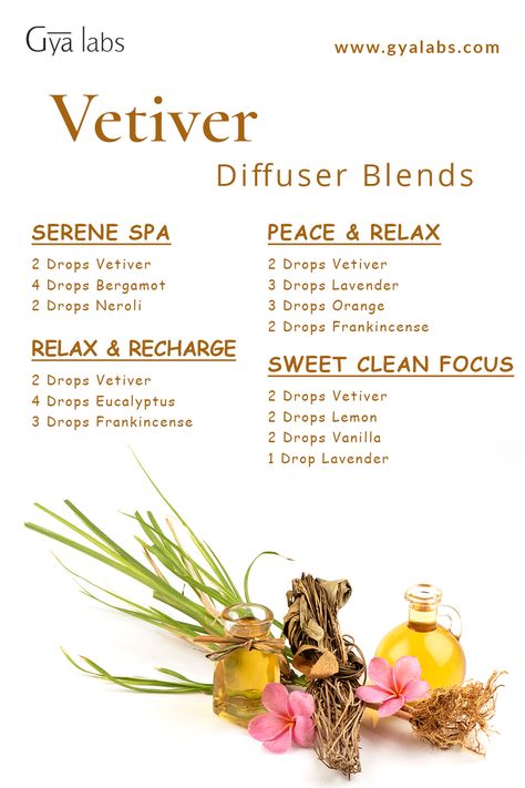 A bottle of Vetiver essential oil blend, surrounded by Vetiver roots and a diffuser, with the text "Vetiver Essential Oil Blend for Grounding and Relaxation" written in bold letters. Relax Aromatherapy Blend, Medicinal Essential Oil Blends, Vetiver Essential Oil Blends, Deodorizing Essential Oil Blends, Vetiver Essential Oil Benefits, Hotel Scent Essential Oil Blend, Vetiver Diffuser Blends, Vetiver Essential Oil Uses, Lotion Scents