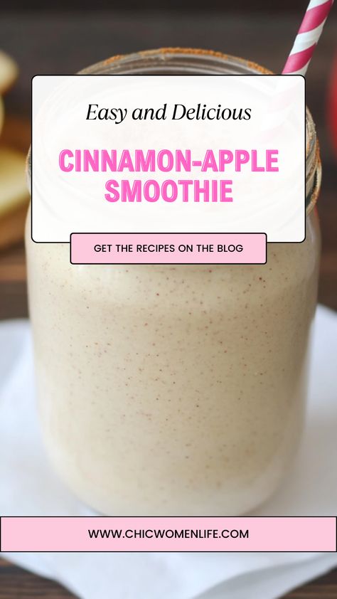 Cinnamon-Apple Smoothie Apple Smoothie Recipes Healthy, Smoothie King Recipes, Apple Cinnamon Smoothie, Dessert Quotes, Apples Recipes, Apple Smoothie Recipes, Apple Smoothie, Sweet Smoothies, Smoothie King