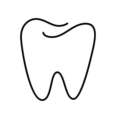 Tooth logo icon for dentist or stomatology dental care design template. Vector isolated black line contour symbol for dentistry clinic or medical center and toothpaste package Dental Logo Dentists, Tooth Outline, Dentistry Clinic, Tooth Logo, Teeth Aesthetic, Dental Clinic Logo, Teeth Covers, Teeth Drawing, Tooth Icon