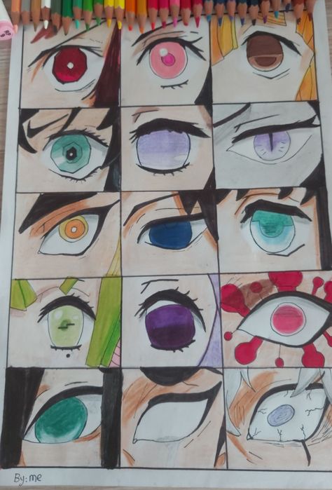 Demon slayer character eyes drawing 
By: Me Different Anime Eye Styles, Japanese Eye Drawing, How To Draw Anime Demon Slayer, Drawing Ideas Eyes Anime, Demon Slayer Eyes Drawing, Chino Drawing, Anime Eye Sketch, Demon Eyes Drawing, Demon Slayer Drawing Ideas