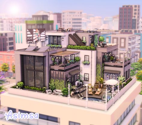 Sims 4 Penthouse Build, Sims 4 Houses Tray, 1010 Alto Apartments Sims 4 Floor Plan, Penthouse Apartment Sims 4, Sims 4 Gallery House, The Sims 4 Penthouse, Sims 4 Penthouse Ideas, Bloxburg Penthouse, Luxury Penthouse Apartment Floor Plans