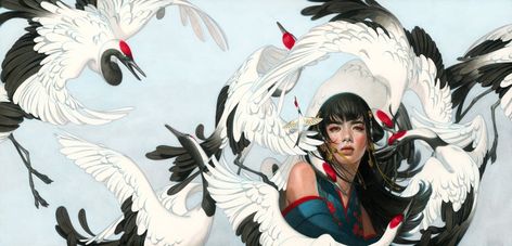 Six Crimson Cranes Wallpaper, Six Crimson Cranes, Tran Nguyen, Michael Morris, Books Fanart, Can Tho, Hayao Miyazaki, Fan Book, Gustav Klimt