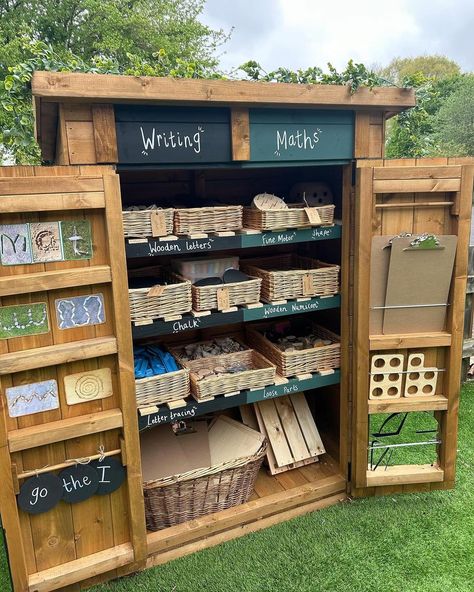 Another wonderful outdoor revamp featuring our Curriculum Combi Shed 🥳 Repost from @miss_e_early_years • Maths & Writing Combi Shed 🤎 I have finally finished setting up our new shed from @cosydirect 🤎 This is going to be such a fantastic addition to our outside space! 🤩 when we were looking at resources to revamp, this was number 1 on our wish list! Everything inside can be used for indoor provision and activities too 🤎 we feel very lucky to finally have these amazing resources after man... Shed Classroom Ideas, Early Years Garden Ideas, Reggio Backyard, Outdoor Continuous Provision Eyfs, Our Class Display, Eyfs Garden, Early Years Outdoor Area, Eyfs Resources, Writing Shed