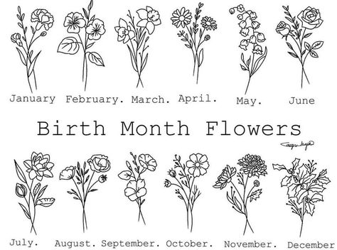 Flower Bunch Tattoo, Flower Bunch, Birth Month Flower, Month Flowers, Birth Month Flowers, Bunch Of Flowers, Birth Month, Birth Flowers, Scandinavian Style