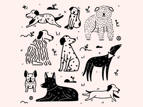 Dog Doodles, Pet Branding, 강아지 그림, Dog Branding, 카드 디자인, Doodle Dog, Dog Logo, Doodle Illustration, Dog Illustration