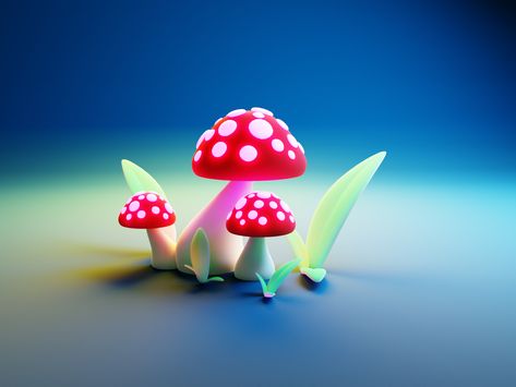 Low Poly Blender, Mushroom 3d, Low Poly, 3d Design, Alice In Wonderland, Creative Professional, Global Community, Stuffed Mushrooms, Art Design