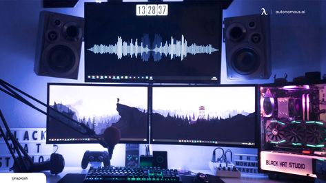 Triple monitor mount setups provide better productivity in the work landscape. Here are some tips to achieve the perfect triple monitor mount setup for you. Triple Monitor Setup, Multiple Monitor Setup, Gaming Desk Accessories, Monitor Setup, Dual Monitor Setup, Philips Hue Lights, Under Desk Storage, Monitor Mount, Gaming Room Setup