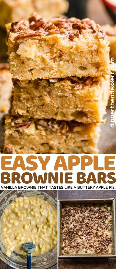 Apple Bars Recipes Easy, Brown Sugar Blondies, Apple Blondies Recipe, Apple Bar Recipes, Apple Brownies, Apple Dessert Recipes Easy, Apple Bar, Easy Bar Recipes, Brownie Bars