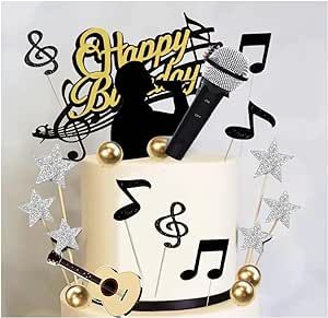 Microphone Music Cake Topper Karaoke Singer Birthday Cake Decor Music Notes Birthday Party Ideas, Singer Birthday Cake, Music Note Birthday Party, Rock Theme Party, Music Themed Birthday Party, Music Cake Topper, Rock And Roll Party Decorations, Musician Birthday, Guitar Birthday Cakes