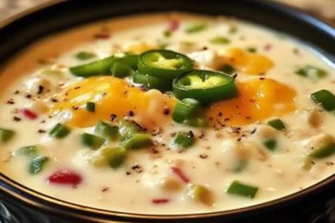 Spicy Jalapeño Popper Soup - recipestasteful Jalapeño Cheddar Soup, Jalepeno Popper Soup Crock Pot, Jalapeño Popper Soup, Cheesy Jalapeño Chicken Soup, Spicy Soups, Chicken Jalepeno Popper Soup, Jalapeño Popper Chicken Soup Easy, Jalapeño Popper Smoked Chicken Soup, Spicy Jalapeño Popper Soup