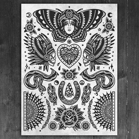 Traditional Tattoo Painting, Traditional Tattoo Black And Grey, Chicano Tattoos Sleeve, Neotraditional Tattoo, Torso Tattoos, Traditional Tattoo Sleeve, Pieces Tattoo, Traditional Flash, Flash Tattoo Designs