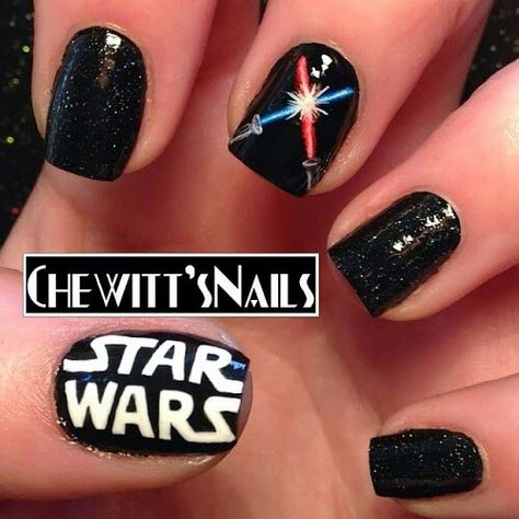 Nails - Nagel Star Wars Nail Art, Star Wars Nails, Nightmare Before Christmas Nails, Unghie Nail Art, Nagel Tips, Nail Art Disney, Disney Nails, Get Nails, Cute Nail Art