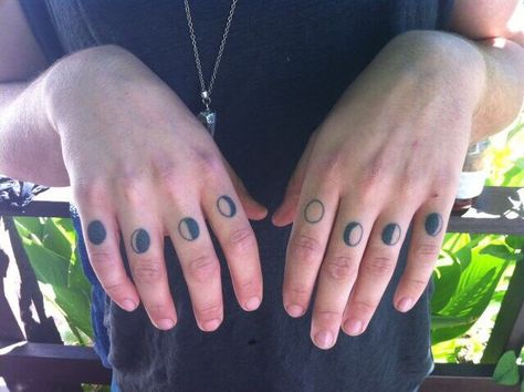 Diy Tattoo Permanent, Moon Phases Tattoo, Finger Tats, Knuckle Tattoos, Finger Hands, Stick N Poke, Stick N Poke Tattoo, Poke Tattoo, Diy Tattoo