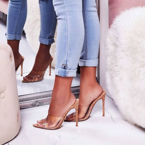 Women's Perspex Heels & Shoes | EGO Shoes Gold High Heel Sandals, Perspex Heels, Ego Shoes, Mackenzie Ziegler, Open Toe Slippers, Low Heel Sandals, Clear Heels, Women Trends, Casual Sandals