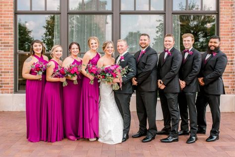 A Vivid Wedding in Hues of Fuchsia & Magenta | Brides of Oklahoma Magenta Wedding Colors, Fuchsia Wedding Colors, Magenta Wedding Theme, Magenta Bridesmaid Dresses, Fuschia Bridesmaid Dresses, Fuchsia Bridesmaid Dresses, Eggplant Wedding, Fuschia Wedding, Magenta Wedding