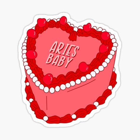 aesthetic zodiac astrology heart cake sticker the perfect gift for an astrology lover for their birthday, christmas, or any occasion. rep these on your phone, laptop, notebooks or anything else you can think of Horoscope Cake, Aries Party, Astrology Cake, Zodiac Cake, Astrology Stickers, Aesthetic Zodiac, Cake Sticker, Aries Baby, Aries Birthday