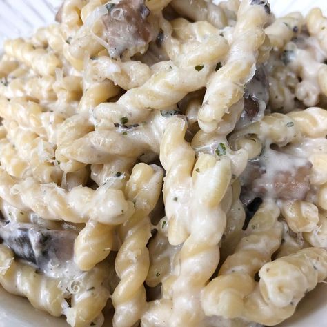 Creamy Boursin Gemelli Pasta with Mushrooms Medium Pasta Shell Recipes, Boursin Mushroom Pasta, Boursin Mushrooms, Pasta With Boursin, Gemelli Pasta, Pasta With Mushrooms, Shell Pasta Recipes, Truffle Pasta, Herb Cheese