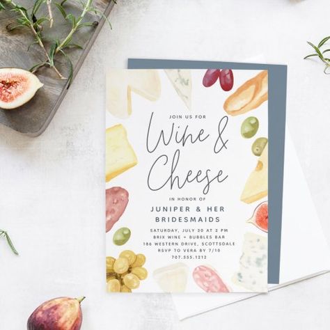 Charcuterie Wine & Cheese Bridesmaids Brunch for $2.92 - Bridal Shower Invitations Bridesmaid Brunch Invitations, Wine Bridal Shower Invitations, Bridesmaid Brunch, Housewarming Party Invitations, Bridal Shower Wine, Chic Invitation, Wine And Cheese Party, Invitations Design, Wine And Cheese