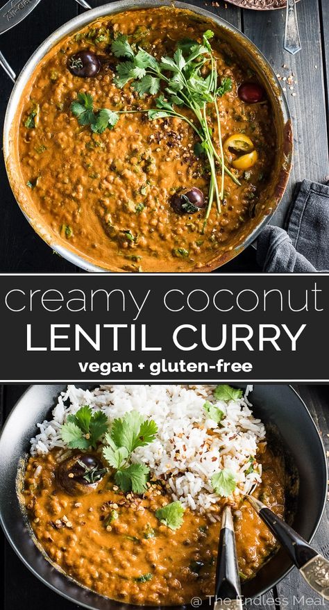 كريم بروليه, Monday Dinner, Coconut Lentil Curry, Meatless Monday Dinner, Lentil Curry Recipes, Lentil Curry, India Food, Lentil Recipes, Makanan Diet