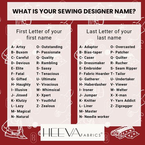 Let’s play a game! WHAT IS YOUR SEWING DESIGNER NAME? I’ll be waiting in the comments 😁 Themed Names, Play A Game, Seam Ripper, Designer Name, X Man, First Names, Dressmaking, Repair, Sewing