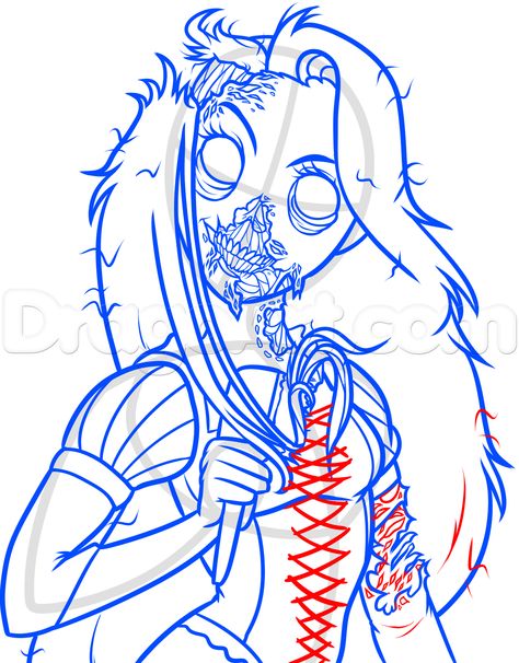 how to draw zombie rapunzel step 15 Mecha Sketch, Rapunzel Drawing, Zombie Character, Brave Disney, Disney Drawing Tutorial, Zombie Drawings, Zombie Cartoon, Drawing Anime Bodies, Tattoo Coloring Book