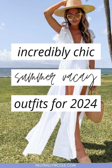 Make a splash with your beach outfit this summer! From flowy maxi dresses to cute swim cover-ups, these trendy vacation outfits for women are perfect for your next tropical escape. Beach Resort Outfits For Women, Resort Outfits For Women, Classy Beach Outfit, Resort Vacation Outfits, Beach Resort Outfits, Beach Outfits Women Vacation, Trendy Beach Outfits, Resort Outfits, Tropical Vacation Outfits