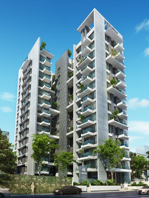 Green Apartment Building Architecture, Condominium Exterior Design, Residential Condominium Architecture, High Rise Condominium Facade, Condominium Facade, Condominium Architecture, Building Front Designs, Architecture Design Presentation, Landscape And Urbanism Architecture