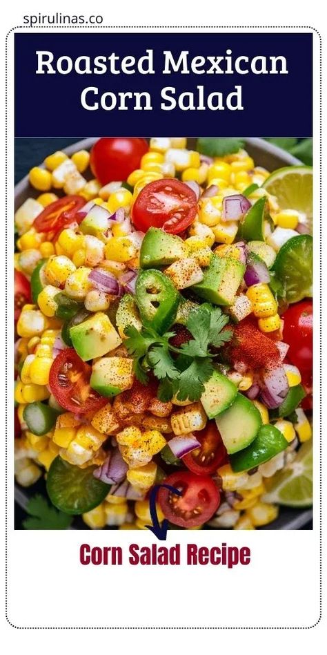 Corn Salad Recipe Fiesta Corn Salad, Roasted Mexican Corn, Corn Salad Mexican, Mexican Corn Salad Recipe, Sweet Corn Salad Recipe, Easy Corn Salad, Roasted Corn Salad, Fresh Corn Salad, Corn Salad Recipe