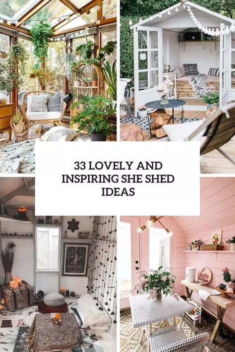 lovely and inspiring she shed ideas She Shed Office Interior, She Shed Ideas Interior Small Spaces, She Shed Ideas Woman Cave, Small She Shed Interiors, Inside She Shed Ideas, She Shed Office Ideas, Shed Bedroom Ideas, She Shed Craft Room Ideas, Small She Shed