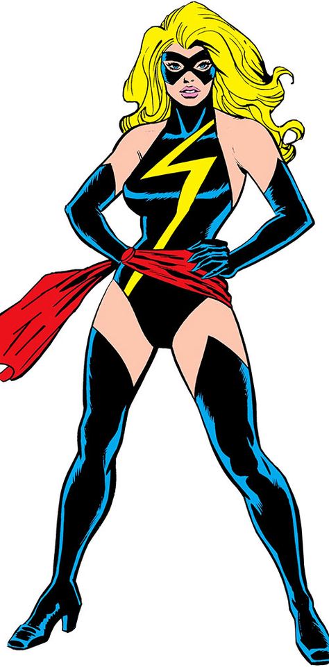 Ms. Marvel comics (Caroil Danvers) with the original black costume. From http://www.writeups.org/ms-marvel-1980s/ #marvelcomics #captainmarvel Ms Marvel Carol Danvers, Ms Marvel Comic, Ms Marvel Captain Marvel, Marvel Comics Characters, Miss Marvel, Defenders Marvel, Captain Marvel Carol Danvers, Marvel Heroines, Old Outfits