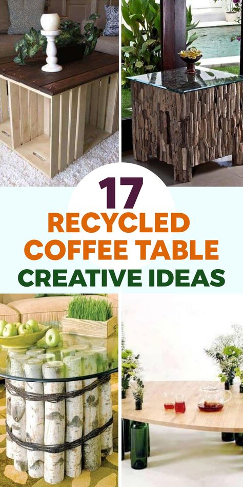 Create a stunning coffee table using vintage crates stacked together, capped with a glass top for a sleek finish. Be versatile by including storage sections for your books, magazines, or decorative accents in this multifunctional and aesthetically pleasing living room addition. Experiment with various crate sizes, finishes, and layouts to personalize your table to complement the rustic or eclectic charm of your space. Recycled Garden Planters, Cable Spools, Vintage Crates, Diy Wooden Crate, Pebble Garden, Coffee Table Ideas, Trending Crafts, Crate Table, Rainbow Garden