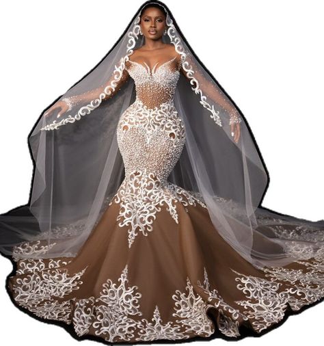 Veekee James Wedding Dress, Gowns Black Women, Bridal Dress With Veil, Gala Inspiration, Veekee James, African Bridal Dress, Fancy Wedding Dresses, Mermaid Wedding Dresses, Dream Wedding Ideas Dresses