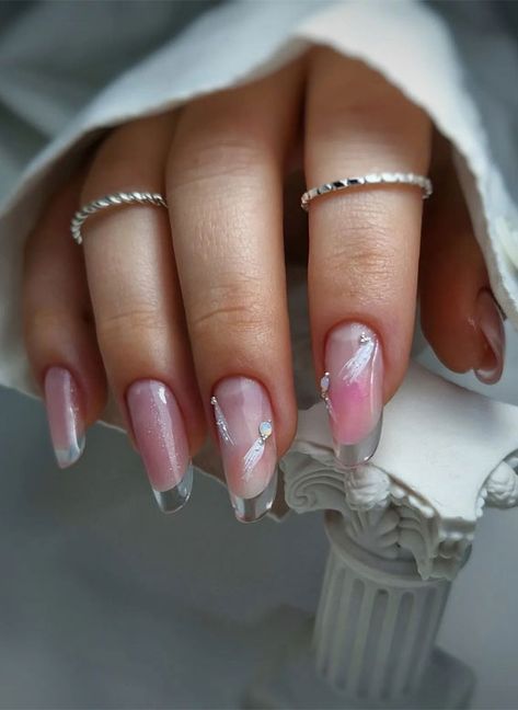 Russian Square Nails, Glass Tip Nails, French Interior Nails, French Glass Nails Slim, Glass French Nails, Clear French Nails, French Glass Nails, Russian Nails, Glass Manicure