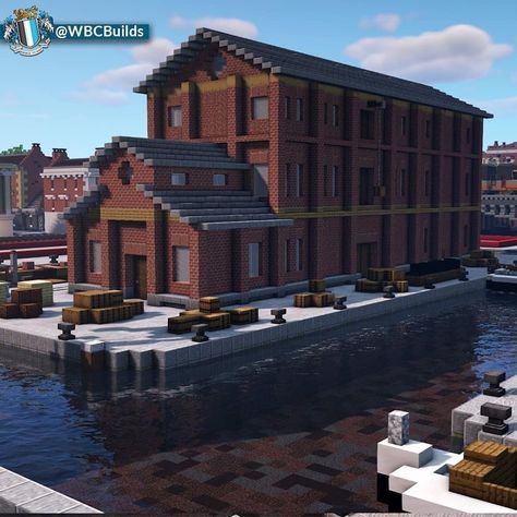 Minecraft Warehouse Design, Minecraft Granite Building, Minecraft Wearhouse, Minecraft Docks, Minecraft Dock Design, Minecraft Warehouse, Minecraft Dock, Minecraft Industrial, Minecraft Brick