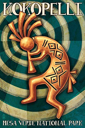 Mesa Verde National Park Colorado  Kokopelli 24x36 Giclee Gallery Print Wall Decor Travel Poster Kokopelli Art, Arte Folk, Mesa Verde National Park, Stock Art, National Park Posters, Boulder Colorado, Spiral Design, Support Artists, Native American Art