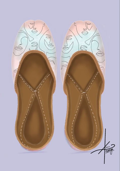 Khussa Illustration, Jutti Illustration, Khussa Designs, Footwear Illustration, Footwear Sketches, Catalogue Layout, Painted Shoes Diy, Foot Exercises, Bags Patterns