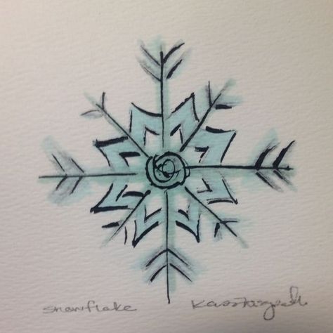 Snowflake Drawing Art, Winter Aesthetic Drawing, Snowflake Sketch, Frost Drawing, Snow Sketch, Christmas Decorations Drawings, Snow Tattoo, Watercolor Christmas Cards Diy, Minimalistic Tattoo