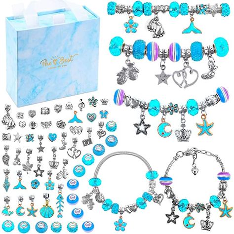 Bracelets Kit, Charm Bracelet Making, Bracelet Making Kit, Mermaid Crafts, Diy Charm, Teen Jewelry, Jewelry Making Bracelet, Diy Charm Bracelet, Jewelry Making Kit