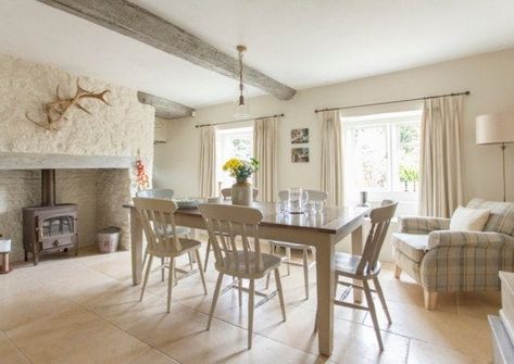 Farrow and Ball Clunch Lime White Farrow And Ball, Kitchen White Worktop, Clunch Farrow And Ball, Kitchen Table White, Extension Inspiration, Colour Kitchen, White Worktop, Tree Cottage, Building Interior