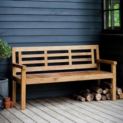 Chastleton Reclaimed Teak Garden Bench in the Garden Teak Garden Bench, Diy Bench Outdoor, Teak Bench, Living Modern, Bench Designs, Diy Bench, Teak Outdoor, Wooden Bench, Garden Bench