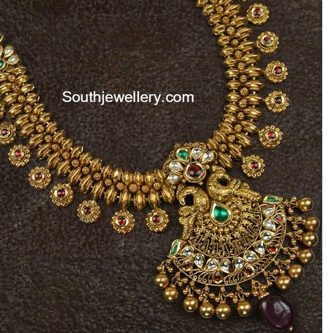 Nakshi Necklace Designs, Nakshi Necklace, Latest Indian Jewellery, 22 Carat Gold Jewellery, Antique Gold Jewelry Indian, Gold Necklace Indian, Gold Necklace Indian Bridal Jewelry, Antique Bridal Jewelry, Antique Jewelry Indian