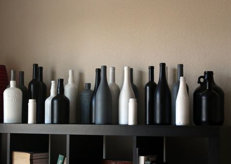 Amuse Bouche: How To: Repurpose Booze Bottles Spray Paint For Glass, Paint For Glass, Empty Liquor Bottles, Liquor Bottle Crafts, Bottle Ideas, Alcohol Bottles, Diy Bottle, Wine And Liquor, Empty Bottles